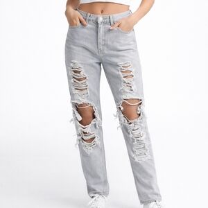 American Eagle Outfitters Light Gray Distressed Boyfriend Jeans
